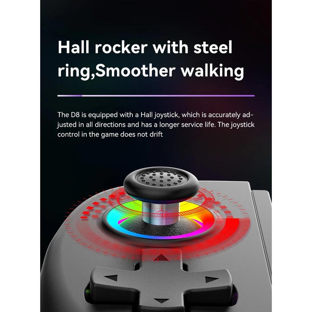 D8 Telescopic Gamepad Controller Joystick Turbo 6-axis Gyro Vibration Wireles Bluetooth 5.2 for Android IOS PS3 PS4 Switch IPad