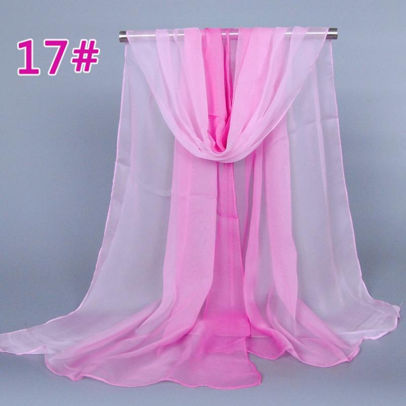 Supply imitation silk georgette silk scarf, popular bright and gradual change of color accessories scarf