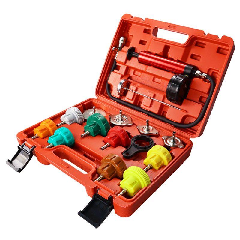14Pcs Car Radiator Pump Pressure Tester Kit Automotive Cool System Pressure Leak Tester Tool For Water Tank Leakage Detection
