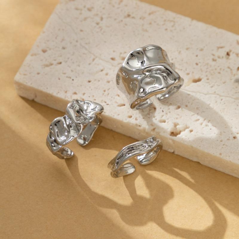 3PCS Fashion New, Irregular Metal Ring with Personality, Simple Street Shot Set Ring for Women