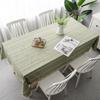 Luxurious Rectangular Cotton Linen Tablecloth with Tassel and Embroidery