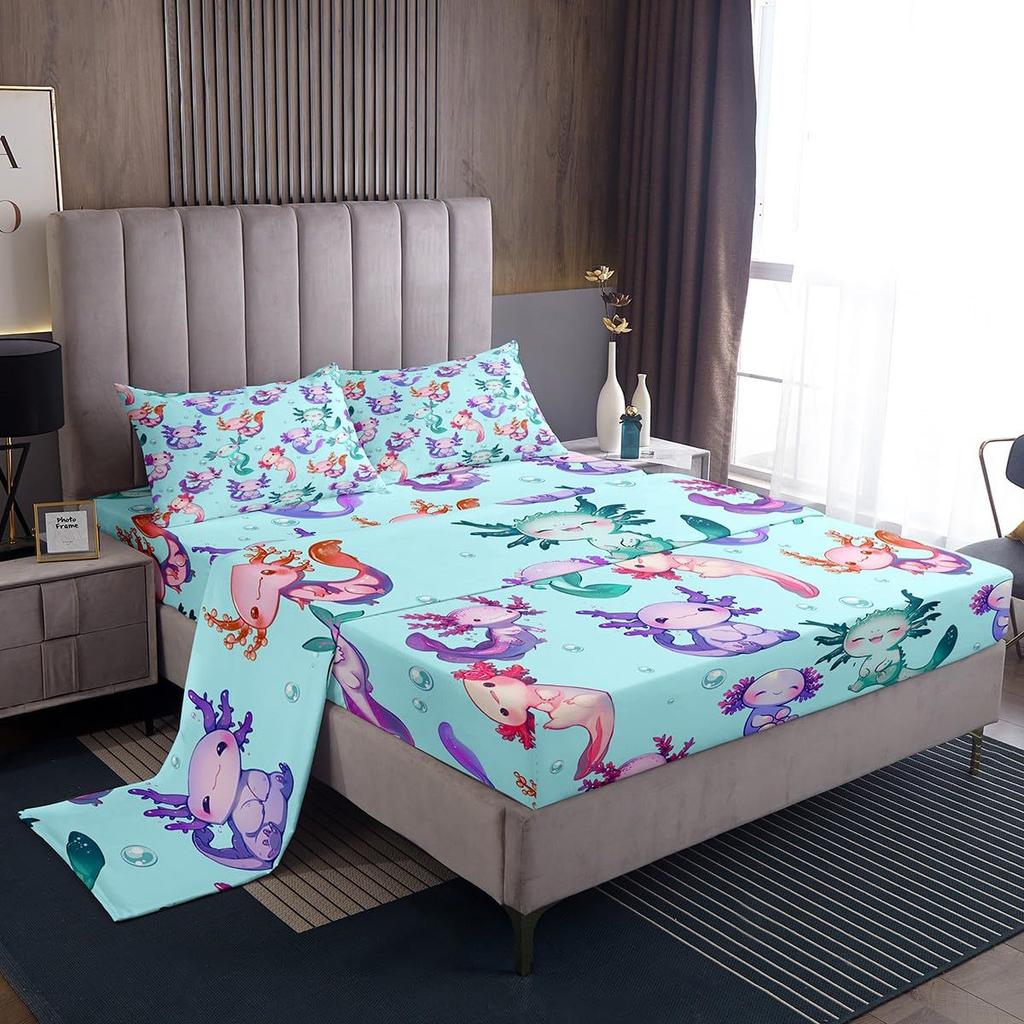 Seabed Color Coral Pattern Bed Hat Four-piece Bedding Set Bedroom Dormitory Bedding Set