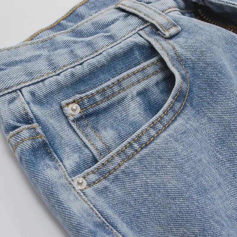 Jeansi Slim cu Picior Larg și Talie Înaltă - Pantaloni Largi Drepți Drapat Stil Coreean pentru Femei