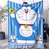 Doraemon Logo Pattern Fleece Blanket, Blue White Round Face with Red Nose Soft Throw, Cozy Couch Blanket for Kids Room