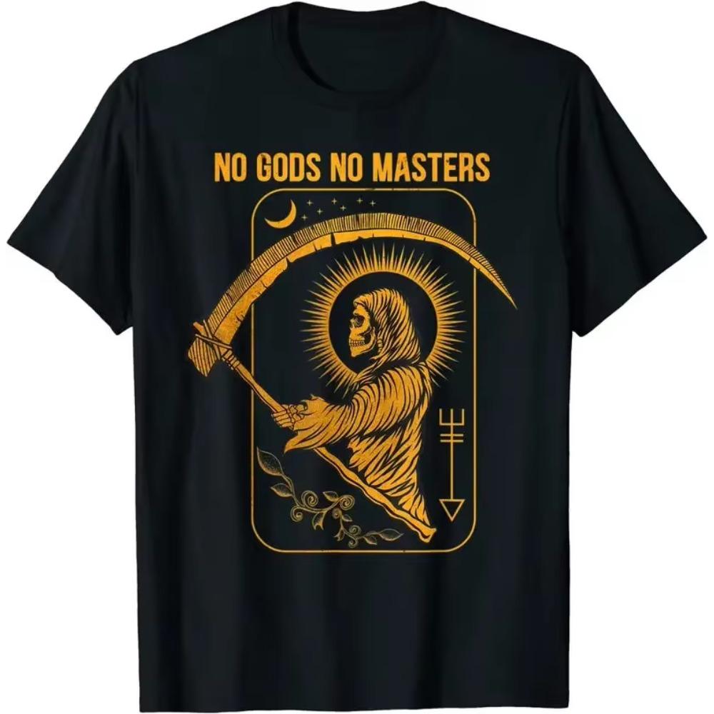 

Футболка No Gods No Masters Satanic Evil Baphomet Tarot Death Satan S бежевый