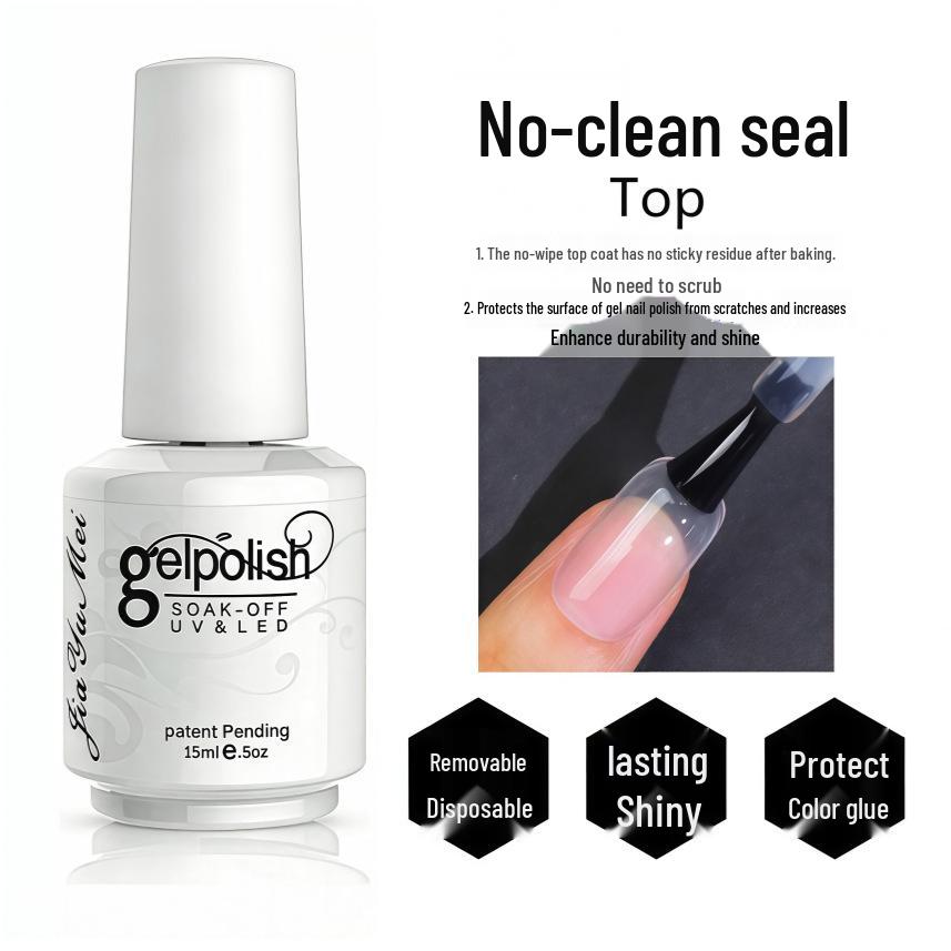 Nail Art Gel Set: Removable Base, Strengthening Gel, Matte Top Coat, No-Wipe Adhesive Gel Polish