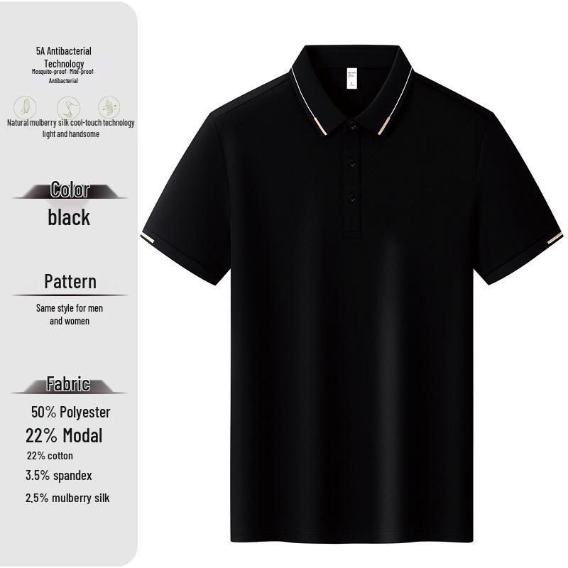 Unisex Summer Breathable Short Sleeve Polo Shirt with Turn-Down Collar for Corporate Group Customization