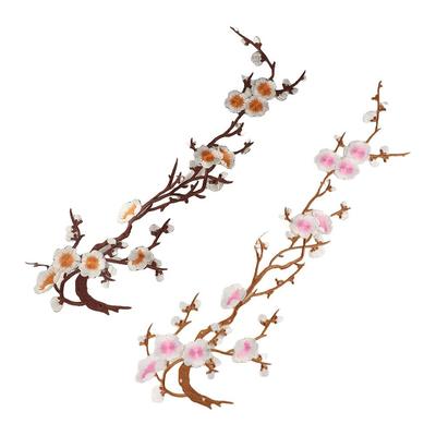 Flower Shaped Plum Blossom Applique Embroideried Self-adhesive Cloth Patches Iron On DIY Clothes Sticker Sewing