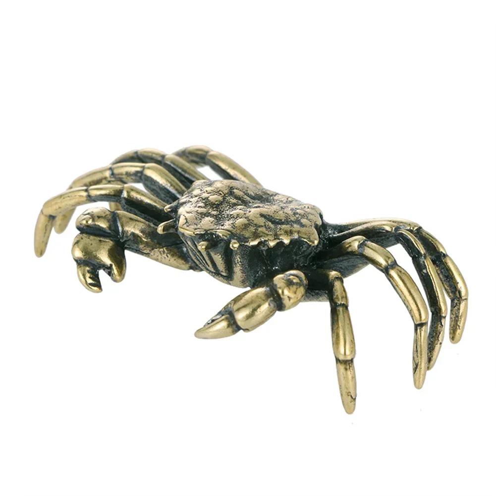 Statuette di granchio in ottone puro, statuette di animali in miniatura, ornamenti in rame, decorazioni per la casa, ufficio, scrivania, artigianato, decorazioni per la casa, nordico, 1 pz.