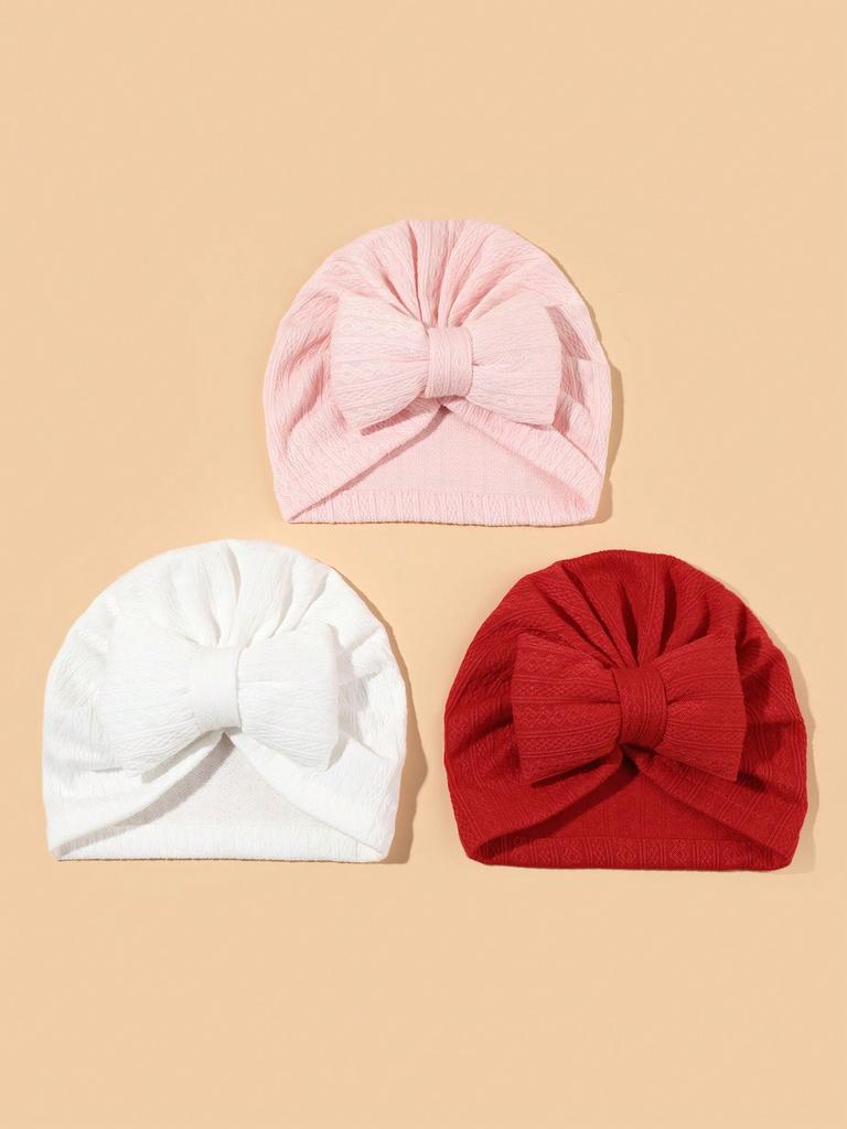 3pcs Cute Bowknot Baby Turban Hat Soft Newborn Baby Girls Indian Cap Spring Autumn Infant Boys Cap Beanies Headwrap