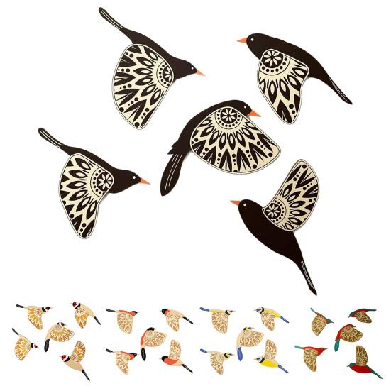 Yousheng Flying Birds Art mural Panneau de toilette en bois Décoration murale de salle de bain à domicile Accessoires de panneau de toilette décoratifs