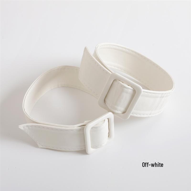 Women's Soft Leather Windbreaker Cuffs with Straps - Lace-Up, Decorative Cloth Accessory