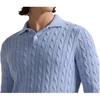 Polo Ralph Lauren Cable-Knit Cotton Polo-Collar Solid Color Long Sleeve Polo Shirt Men Tops Blue 100050041