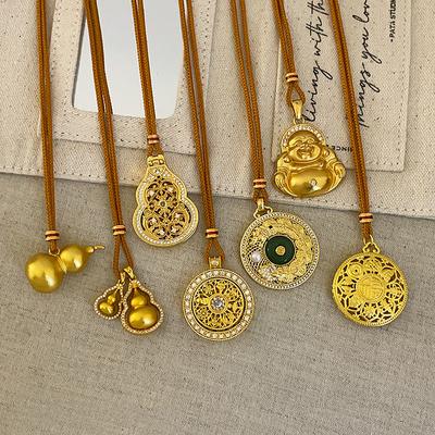 High Version Guanyin God Of Wealth Fulu Compass Woven Rope Necklace Women'S Ancient Law Light Luxury Fashion Versatile Neck Chain Sweater Chain