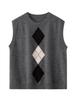 Retro British Diamond Pattern Sleeveless Cashmere Vest 