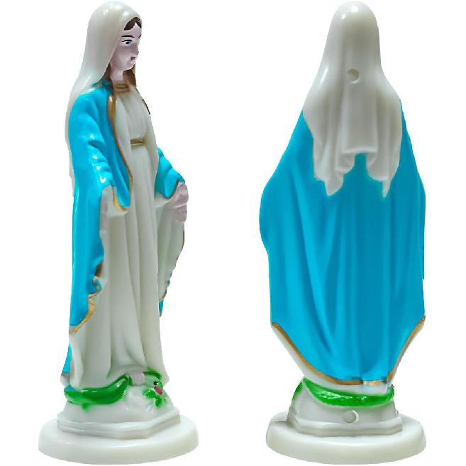 Queenbox 3.9" Plastic Blessed Catholic Mary Sculpture, Grace Lady Hand Italian Style Religious Durable Garden Statue Virgin Mother Figurine, 01