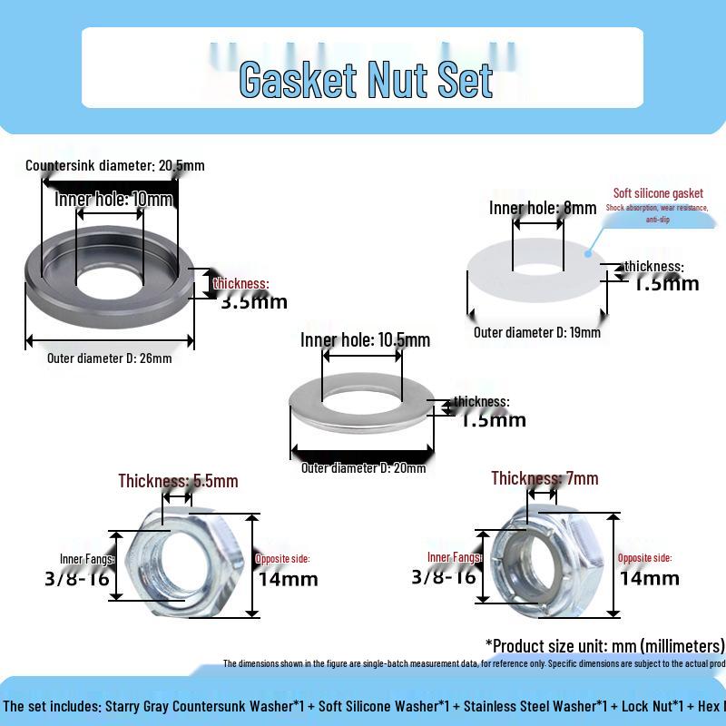 Stainless Steel 3/8 to 1/4 Pan Tilt Tripod Adapter with Dual Hole Conversion Nut