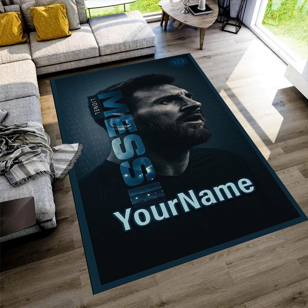 Messi Customize Your Name Carpet Design for Living Rooms Foyer Outdoor Game Room Antislip Carpet Decorate Offices Perfect Gift for Women/Men