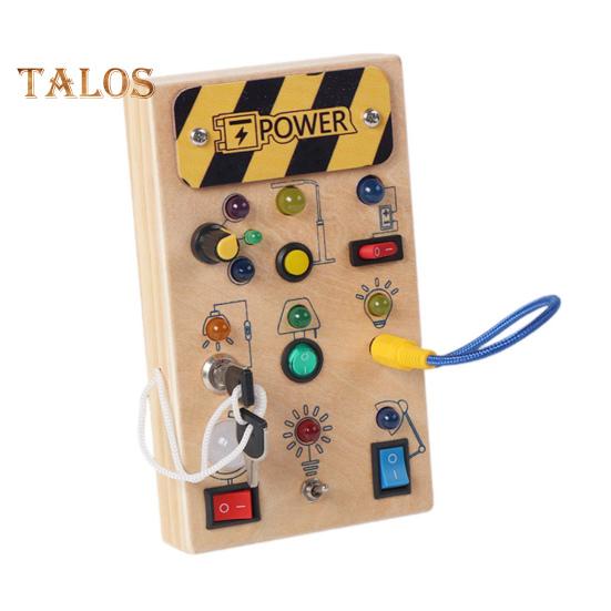 LED Light Switch Busy Board Toddler Light-up Switch Control Wooden Board Toy Portable Travel Fine Motor Skills Kids Early Educational Learning