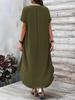 Plus Size Women's Fashion Casual V-neck Dress - In Stock for 2026 Spring/Summer Season