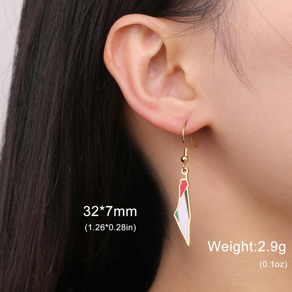 LIKGREAT Roestvrij Staal Palestina Kaart Hanger Ketting Goudkleur Sieraden Dames Choker Druipolie Geografie Nekketting Groothandel