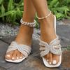 Shiny Rhinestone Fashion Slippers for Women Summer Luxury Gold Flat Sandals Woman Comfortable Non Slip Beach Slides Flip Flops