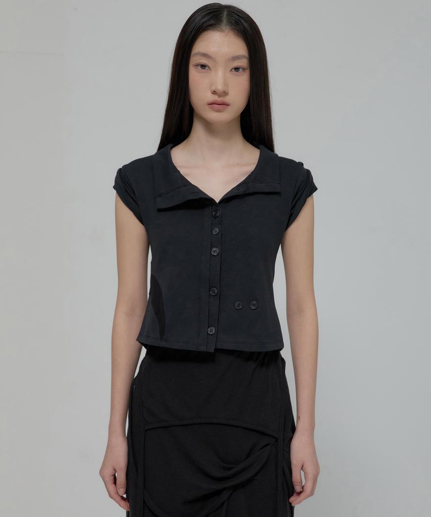 Peulleeoeob Paneled Half Shirts (Fl-123_Black)