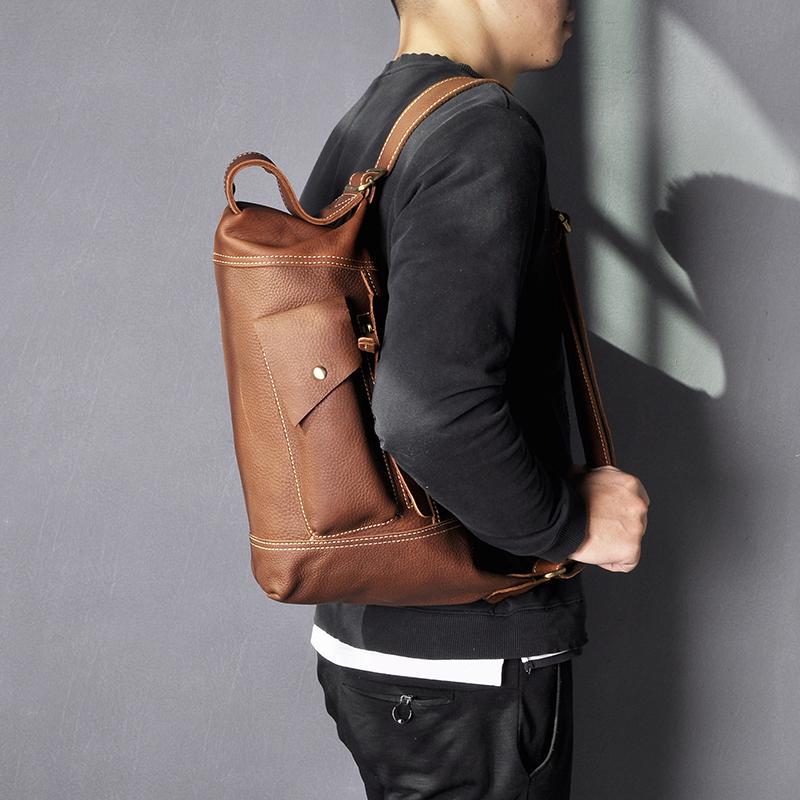 Männer Original Crazy Horse Leder Casual Mode Umhängetasche Brust Sling Bag Design Reise Eine Schulter Tasche Daypack