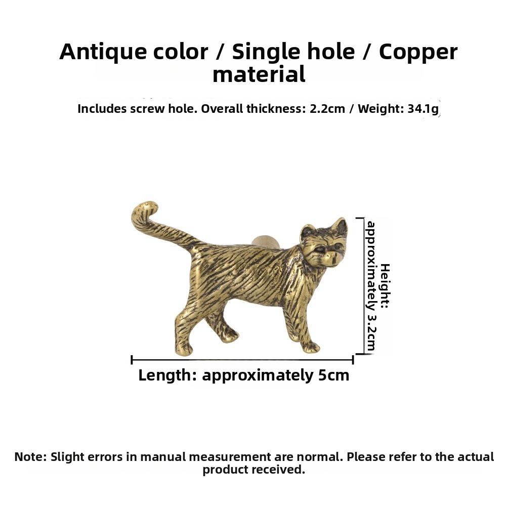 Vintage Cat Furniture Handle Animal Shaped Handles Cupboard Drawer Pulls  For Kitchen Wine Cabinet