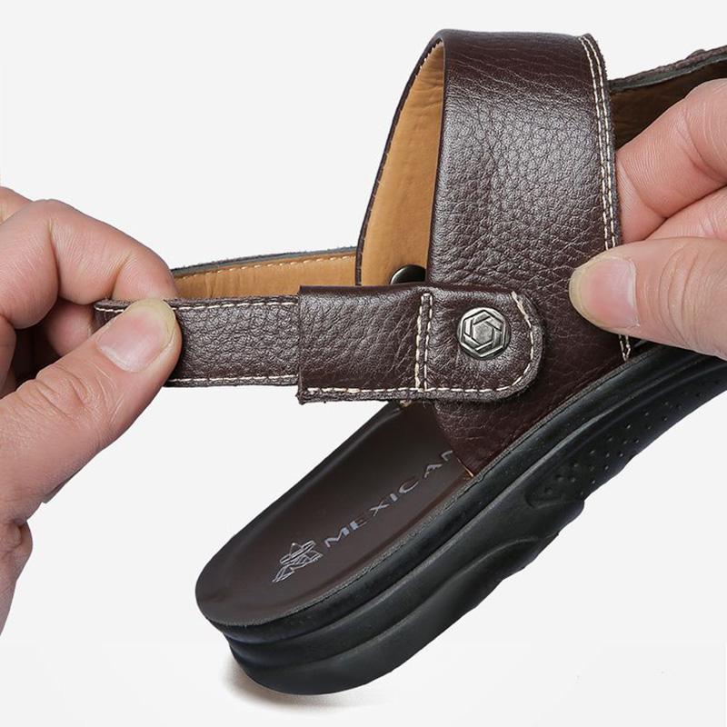 Sandali in pelle di mucca, sandali da uomo in vera pelle, sandali estivi traspiranti, scarpe da spiaggia antiscivolo, sandali per uomo