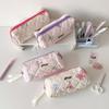 Quilted Pen Pouch Butterfly Printing Cosmetic Bag Fashion Pen Bag  Girls Gift