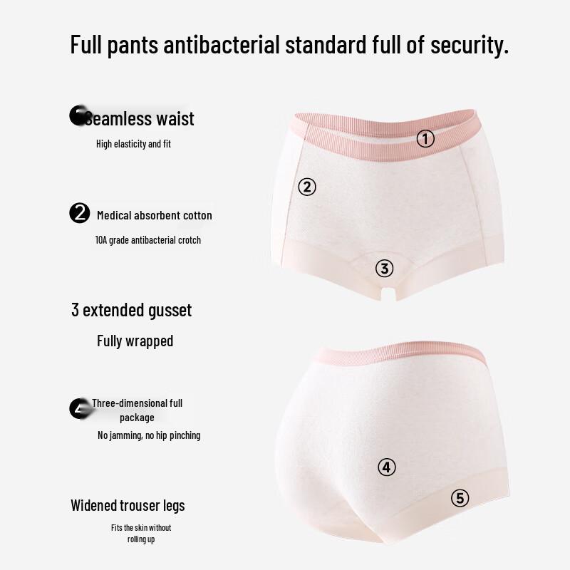 FENTENGCARE Women's 3-Pack Seamless Cotton Mid-Waist Briefs