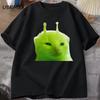 T-shirt Chat Alien Vert Hommes Femmes Chat Meme Tee Glorp Gnarp Cerveau de Chat T-shirt Mignon Rigolo Coton Ample Manches Courtes