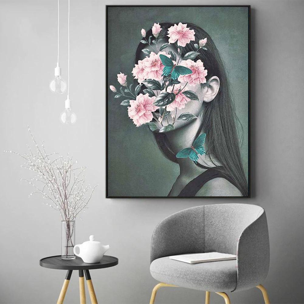 Diamant Stickerei Frau Porträt Neue Ankunft Malerei Blume Mosaik Schmetterling Bild Strass Dekor Für Home