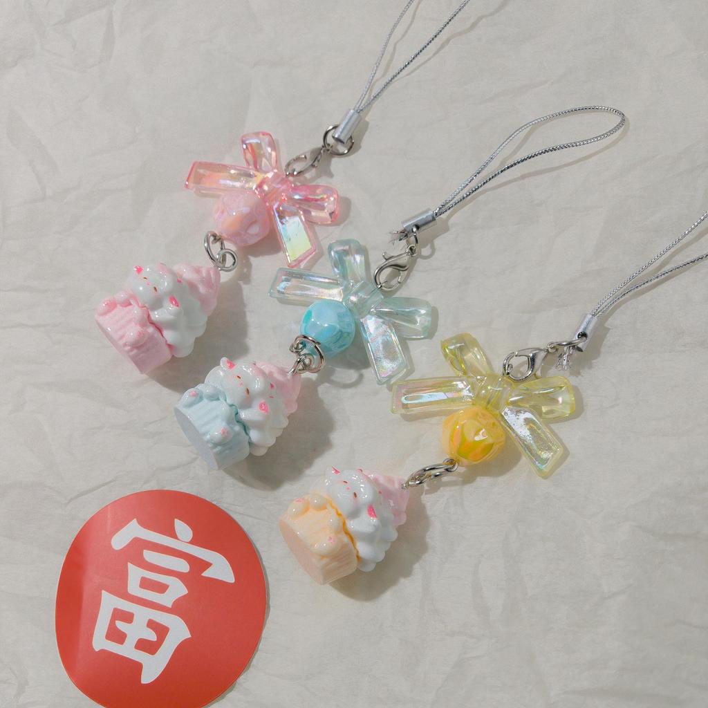 Phone Strap: Cute Sheep Cake Bowknot Charm - Ideal Gift for Besties & Bag Pendant Keychain