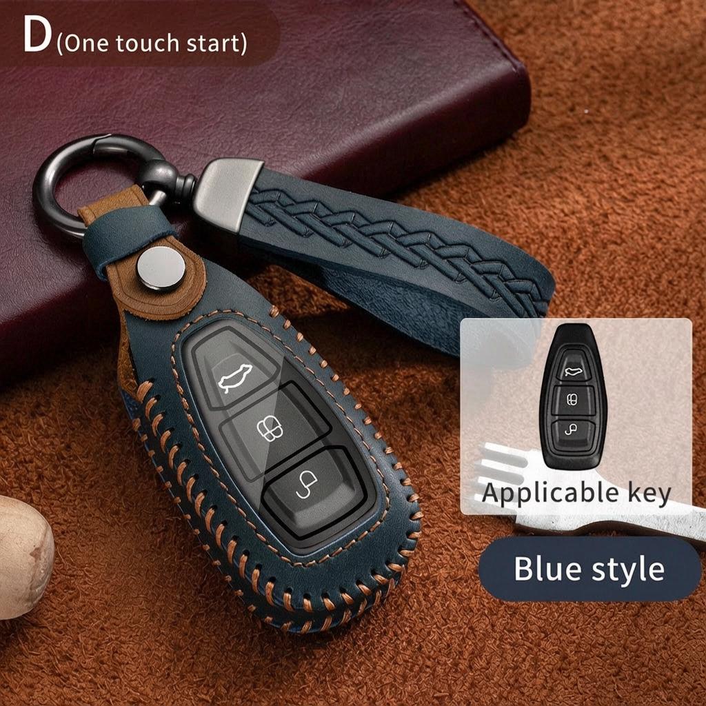 Leather Key Case For Ford Fusion Edge Explorer Mustang Escape F-150 Fiesta Ecosport Ranger Focus Mk3 Kuga Mk2 Cmax Key Fob Cover