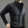 Inverno Autunno Uomo Collo Alto Caldo Maglia Intima Manica Lunga Casual Vintage Bottoni Blusa Uomo Top Homme