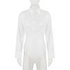 Women's Solid Color Design Button Jumpsuit Shirt Long Sleeve Lapel Slim Fit Fashion Top