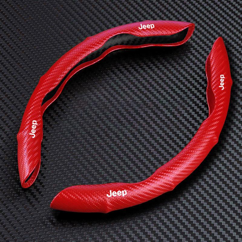 2pcs Carbon Fiber Non-Slip Steering Wheel Cover Car Accessories For Jeep Grand Cherokee Xj Wk2 Wj Wrangler Jl Compass Commander