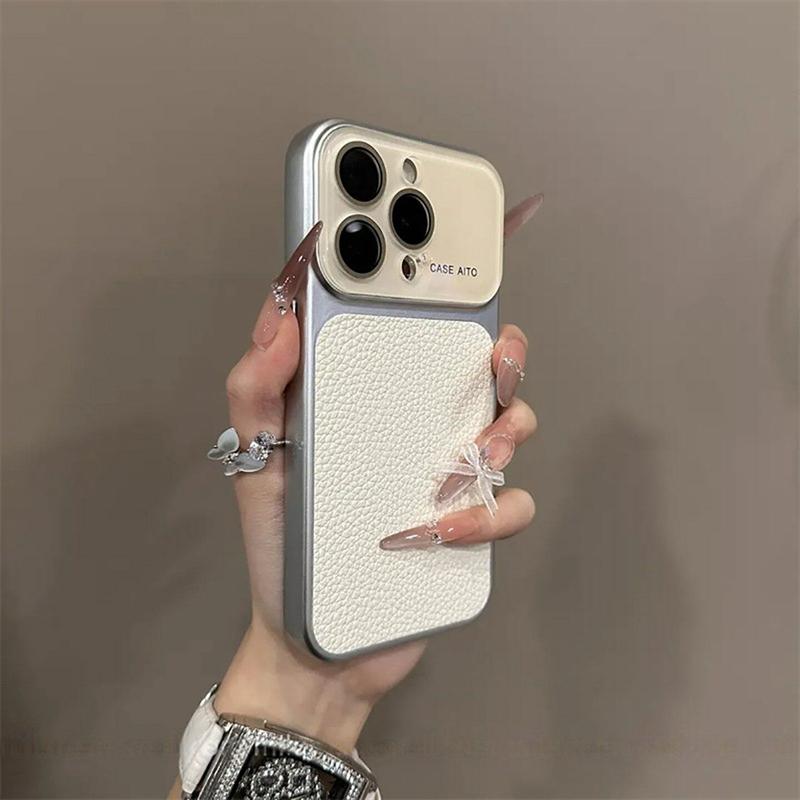 Luxury Litchi Grain Leather Matte Phone Case For iPhone 11 12 13 14 15 16 17 Pro Max Plus Air Bumper Back Cases Cover