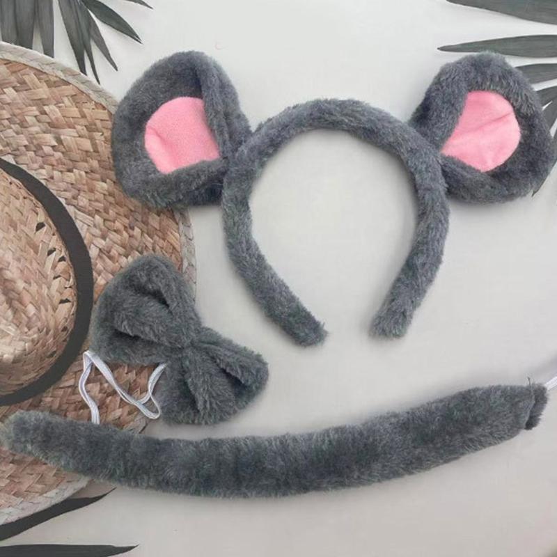 Maus Kostüm Zubehör Maus Ohren Stirnband Schwanz Blindenstock für Halloween Cosplay Party Verkleidung Tierkostüme