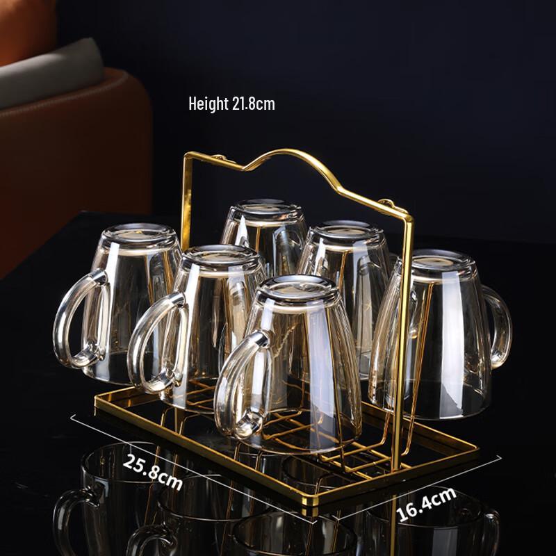 

Changbaosen 350ml Tempered Glass Water Cup Set with Holder