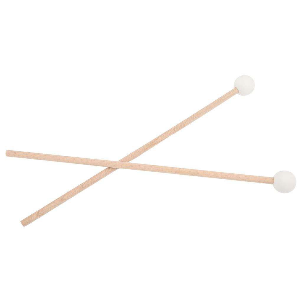 2PCS Bell Mallet Maple Handle Rubber Head Wonderful Sound Quality Xylophone Mallet for Marimba White