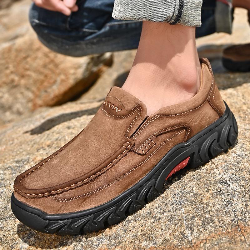Large Size Leather Shoes Men's Outdoor Mountaineering Leather Shoes Casual Platform Non-slip Fashion Versatile Spring and Autumn Men's Leather Sho