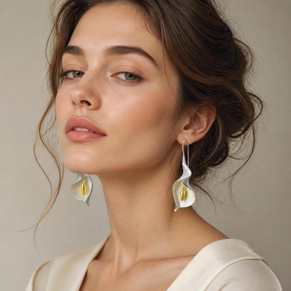 Lightweight Drop Earrings Twist Design Calla Lily Earrings Fashion Floral Dangle Earrings Women