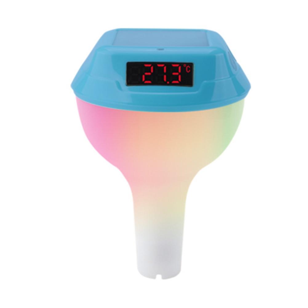 Wireless Floating Pool Thermometer with Solar Power LED Display and RGB Color Cycle Light IP68 Waterproof for Pool Monitoring