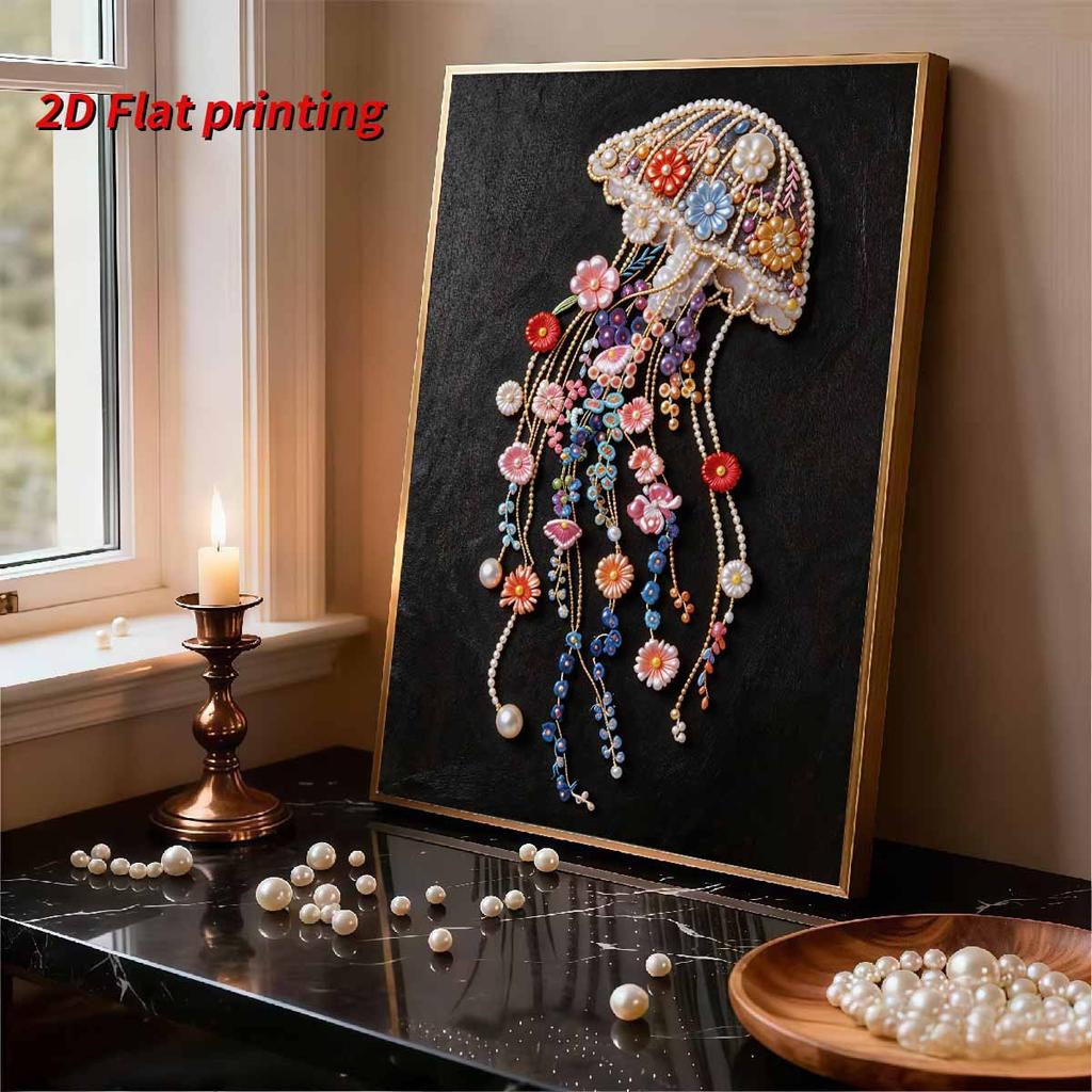 Pearl DIY The Flowers and Jellyfish Art Kits 15.7x19.6inch Gem Art Pearl Painting Kits Without Frame for Adults Gift Idea Home Wall Decor