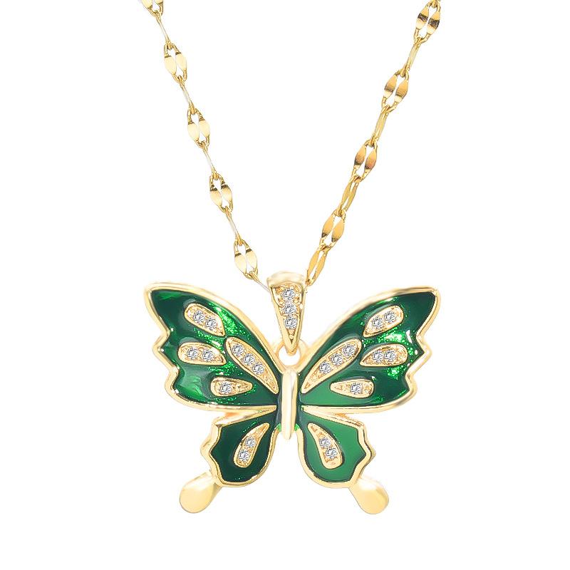 Butterfly Necklace Women'S High-End Sense Simple And Versatile Micro-Inlaid Pendant With The Same Collarbone Chain