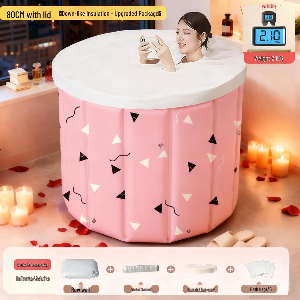 Foldable Bath Tub: Adult & Child Enlarged, Thickened for Full-Body Bathing & Baby Swimming