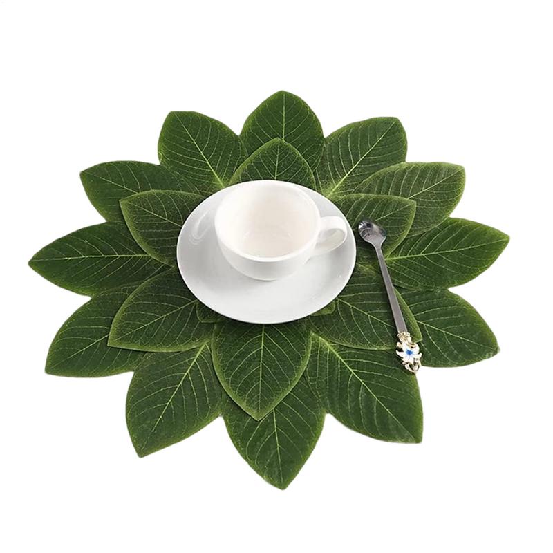Sottopiatto Resistente al Calore Decorazione Tavola Forma Foglie Verdi Sottopiatto a Prova di Calore Lavabile Sottopiatti per Tavola da Pranzo Isolamento Termico Tavolo